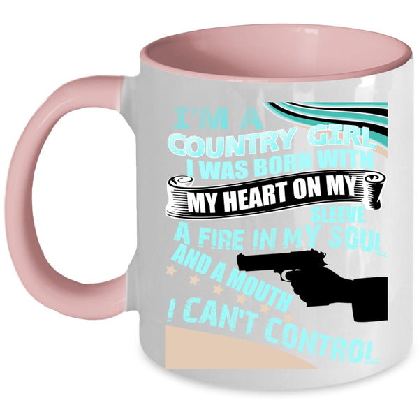 I Was Born With My Heart Coffee Mug, I'm A Country Girl Accent Mug