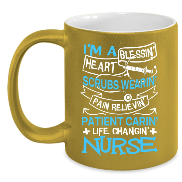 I'm A Nurse Coffee Mug, Blessing Heart Scrubs Wearing Coffee Cup