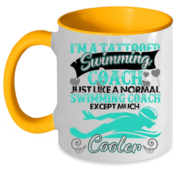 Cool Swimming Coach Coffee Mug, I'm A Tattooed Swimming Coach Accent Mug