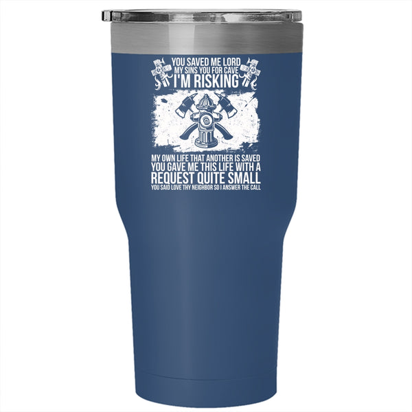 Cool Firefighter Tumbler 30 oz Stainless Steel, Best Gift For Firemans Travel Mug