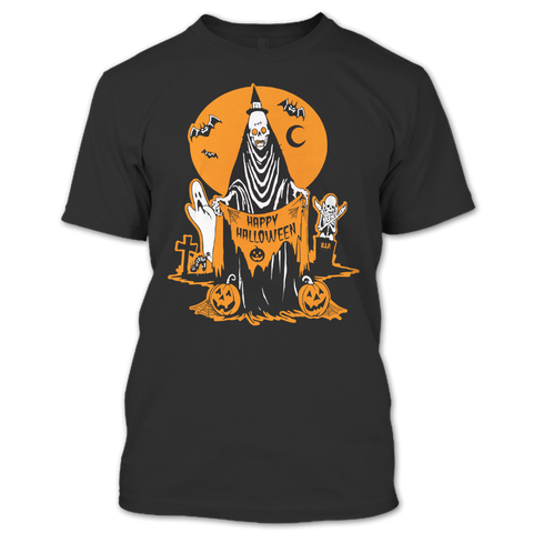 A black t-shirt with the shopify logo