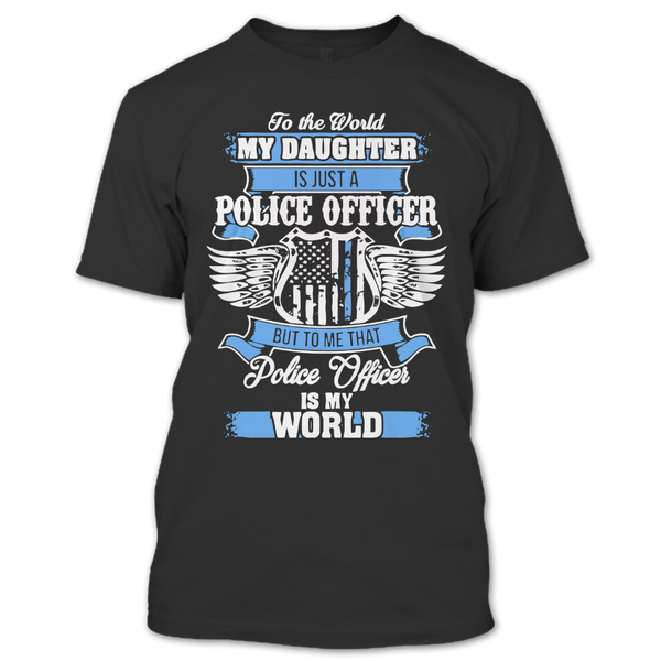 A black t-shirt with the shopify logo