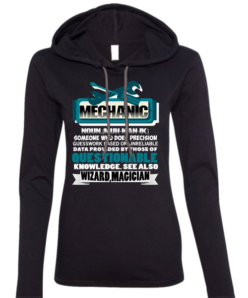 Being A Mechanic T Shirt, Wizard Magician T Shirt (Anvil Ladies Ringspun Hooded)
