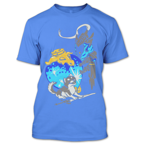 A black t-shirt with the shopify logo