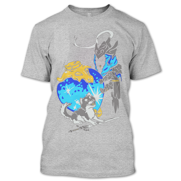 A black t-shirt with the shopify logo