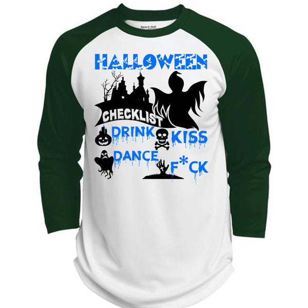 Halloween Checklist Drink Kiss Dance T Shirt, Wait For Halloween T Shirt, Awesome T-Shirts  (Polyester Game Baseball Jersey)