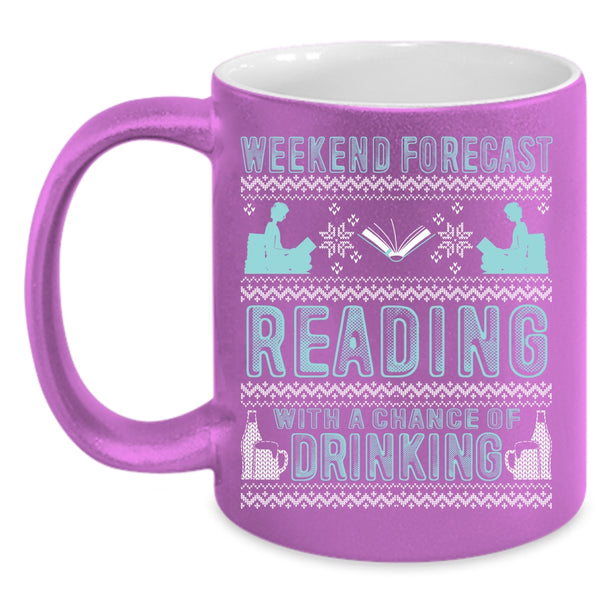 Weekend Forecast Reading Coffee Mug, Cute Book Reader Coffee Cup