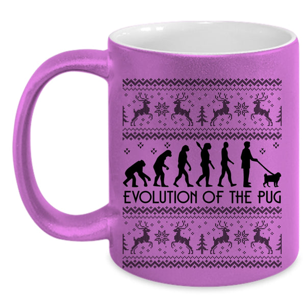 Christmas Gift For Pug Lover Coffee Mug, Evolution Of The Pug Accent Mug