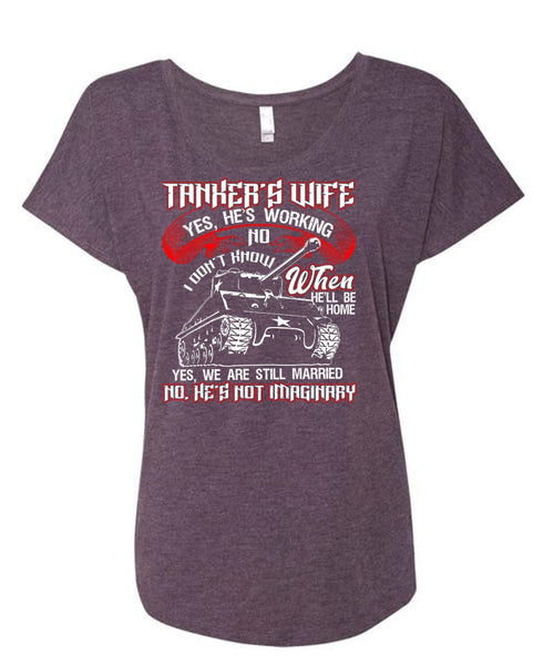 Tanker's Wife T Shirt, We Are Still Married T Shirt, Cool Shirt (Ladies' Triblend Dolman Sleeve)