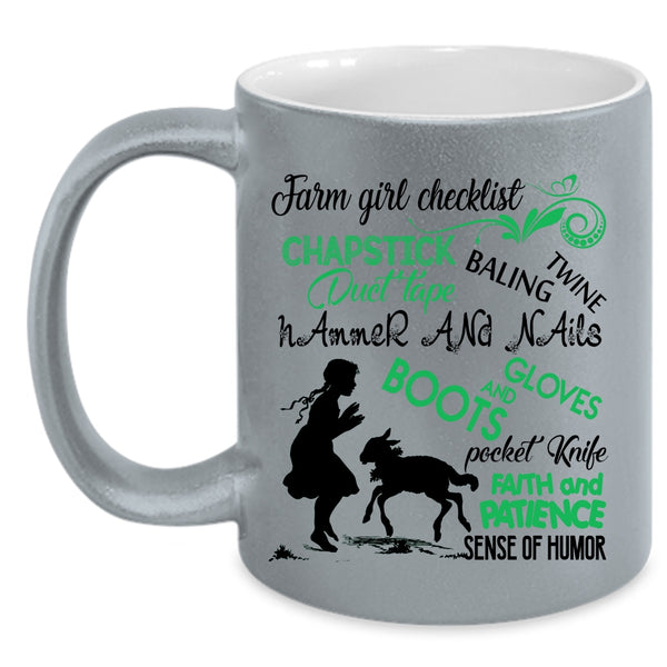 Beautiful Girls Coffee Mug, Farm Girl Checklist Accent Mug