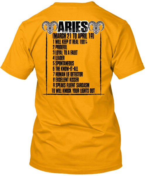Aries Will Knock Your Lights Out T Shirt, I Love Aries T Shirt
