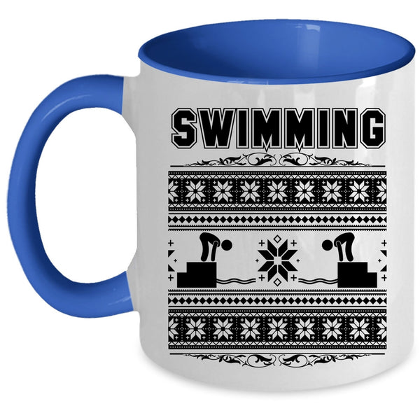 Noel Christmas Coffee Mug, Swimming Accent Mug