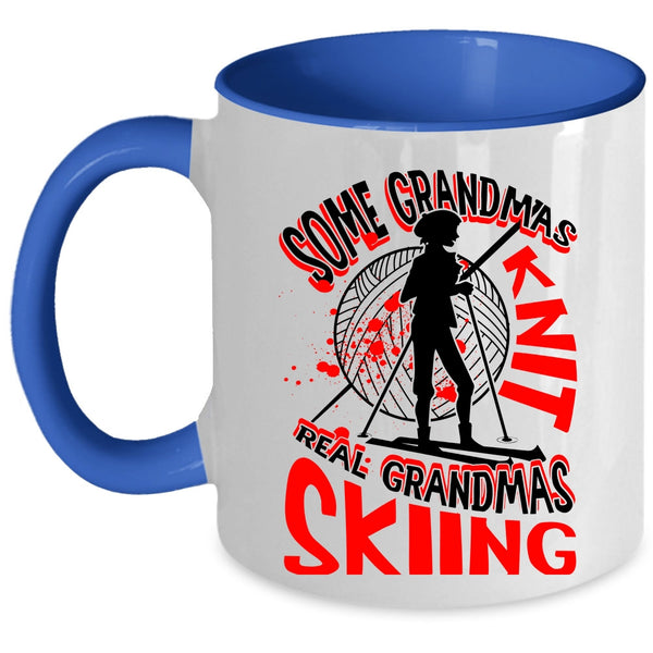 Real Grandmas Skiing Coffee Mug, Some Grandmas Knit Accent Mug