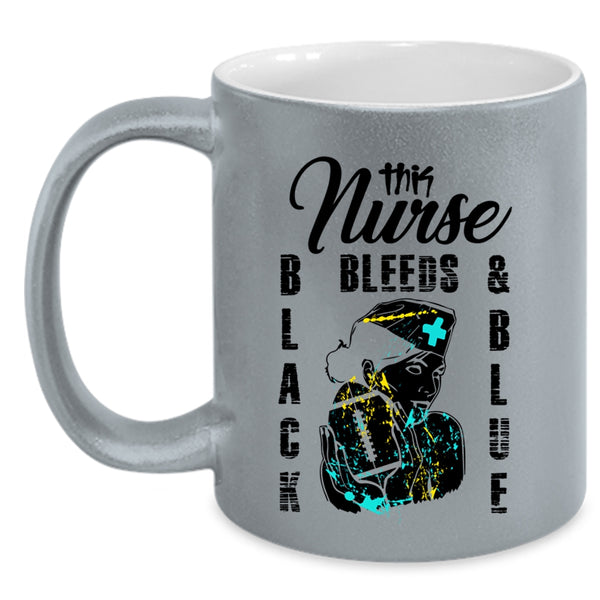 Cool Nurses Coffee Mug, This Nurse Black Bleeds And Blue Accent Mug