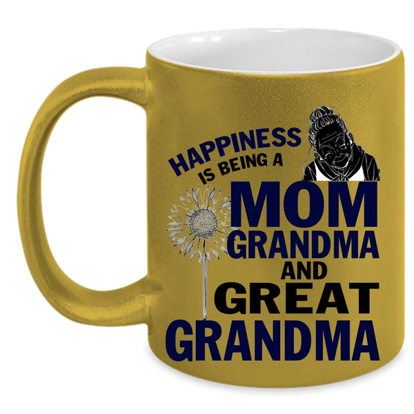 Grandma And Great Grandma Coffee Mug, Happiness Is Being A Mom Accent Mug