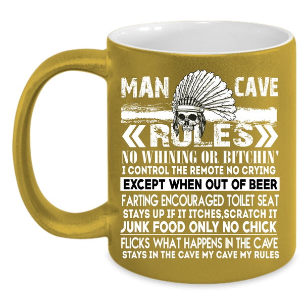 Man Cave Rules Coffee Mug, My Funny Husband Coffee Cup
