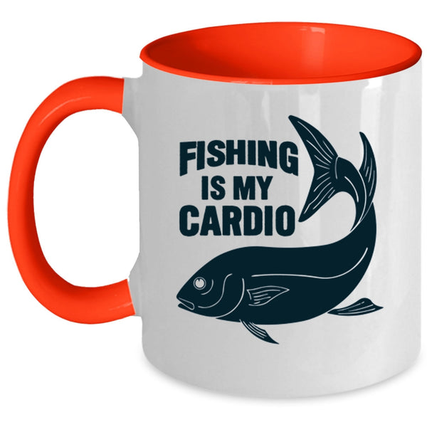 Funny Gift For Fisher Coffee Mug, Fishing Is My Cardio Accent Mug
