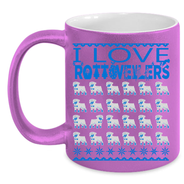 Christmas Gift For Dog Lovers Coffee Mug, I Love Rottweilers Accent Mug