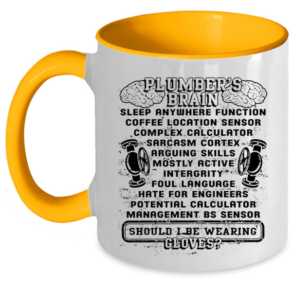 Cool Gift For Dad Coffee Mug, Plumber's Brain Accent Mug