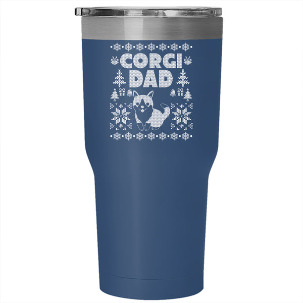 Corgi Dad Tumbler 30 oz Stainless Steel, Christmas Gift For Corgi Lover Travel Mug