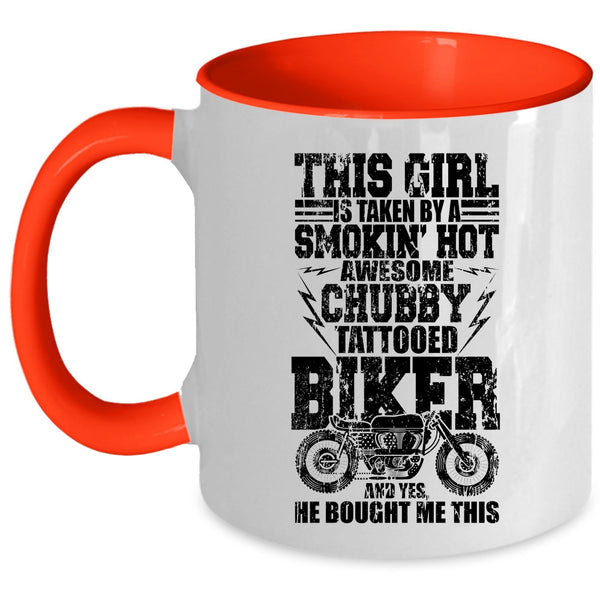 Awesome Biker Coffee Mug, This Girl Is Taken By A Tattooed Biker Accent Mug