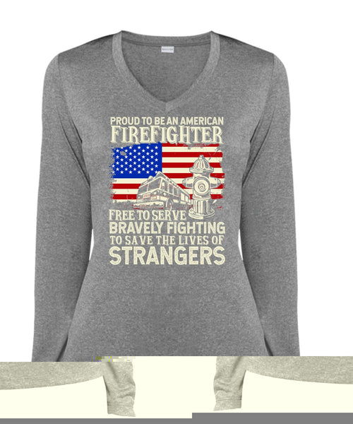 Firefighter I Don't Care T Shirt, You Are My Job T Shirt, Cool Shirt (Ladies LS Heather V-Neck)