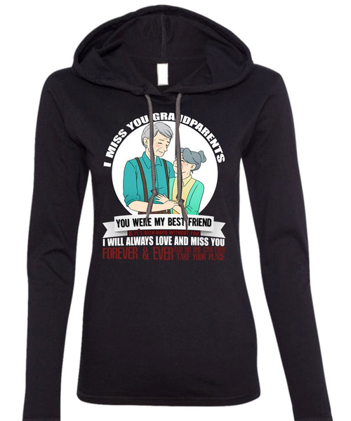 I Miss You Grandparents T Shirt, Best Friend T Shirt (Anvil Ladies Ringspun Hooded)