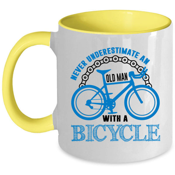 Cool Grandpas Coffee Mug, An Old Man With A Bicycle Accent Mug