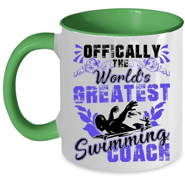 Cute Swimming Coach Coffee Mug, The World's Greatest Swimming Coach Accent Mug