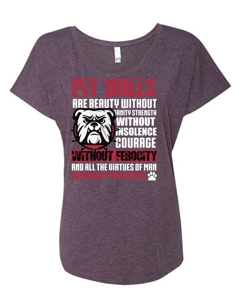 Pit Bulls Are Beauty T Shirt, My Favorite T Shirt, Cool Shirt (Ladies' Triblend Dolman Sleeve)