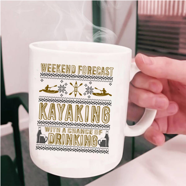 Outdoor Coffee Mug, Weekend Forecast Kayaking Cup