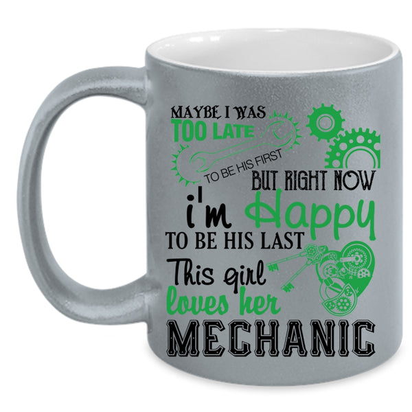 Cute Mechanic's Wife Coffee Mug, This Girl Loves Her Mechanic Accent Mug