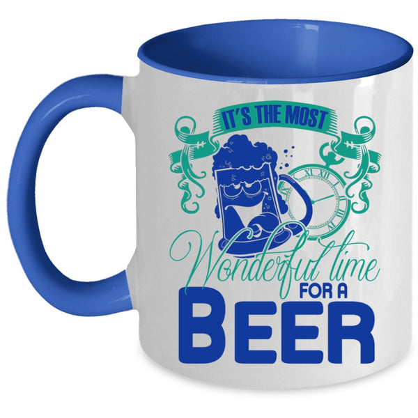 Cool Beer Drinker Coffee Mug, It's The Most Wonderful Time For A Beer Accent Mug