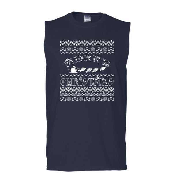 Merry Christmas T Shirt, Coolest Fishing T Shirt, Cool T Shirt (Men's Cotton Sleeveless)