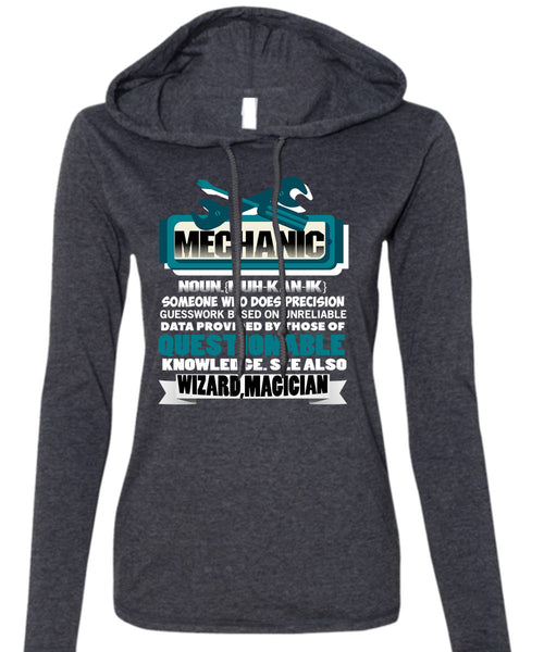 Being A Mechanic T Shirt, Wizard Magician T Shirt (Anvil Ladies Ringspun Hooded)