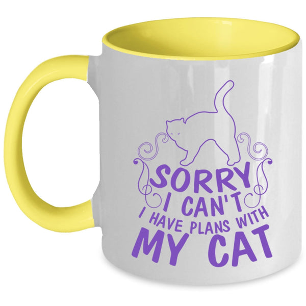 Cute Gift For Cat Lovers Coffee Mug, I Have Plans With My Cat Accent Mug