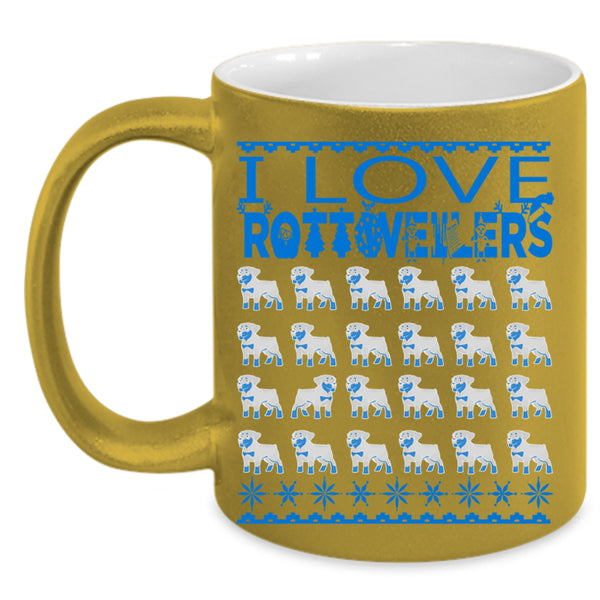 Christmas Gift For Dog Lovers Coffee Mug, I Love Rottweilers Accent Mug