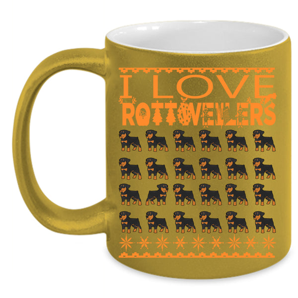 I Love Rottweilers Coffee Mug, Christmas Gift For Dog Lovers Coffee Cup