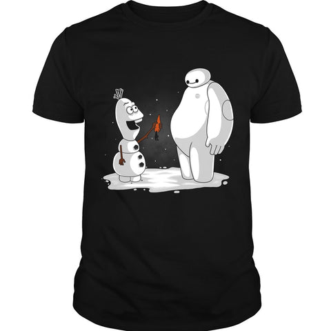 A black t-shirt with the shopify logo