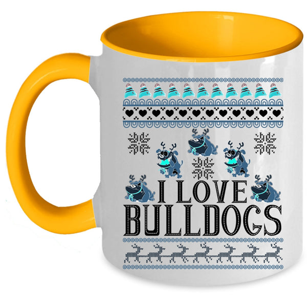 Cute Gift For Dog Lovers Coffee Mug, I Love Bulldogs Accent Mug