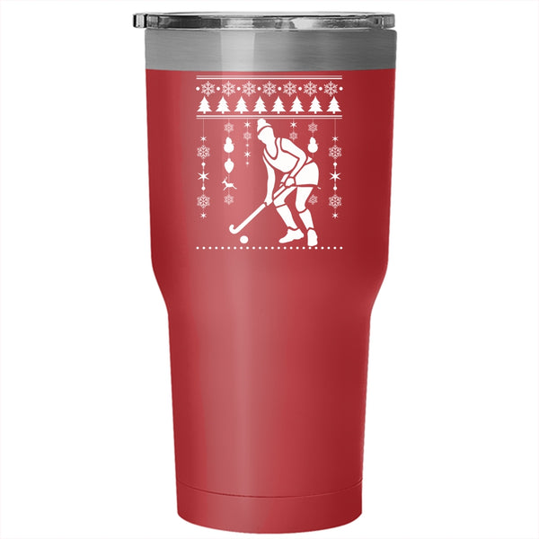 I Love Hockey Tumbler 30 oz Stainless Steel, Merry Little Christmas Travel Mug