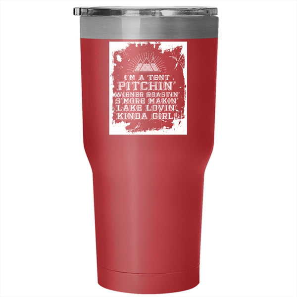 I'm A Tent Pitching Tumbler 30 oz Stainless Steel, I Love Camping Travel Mug