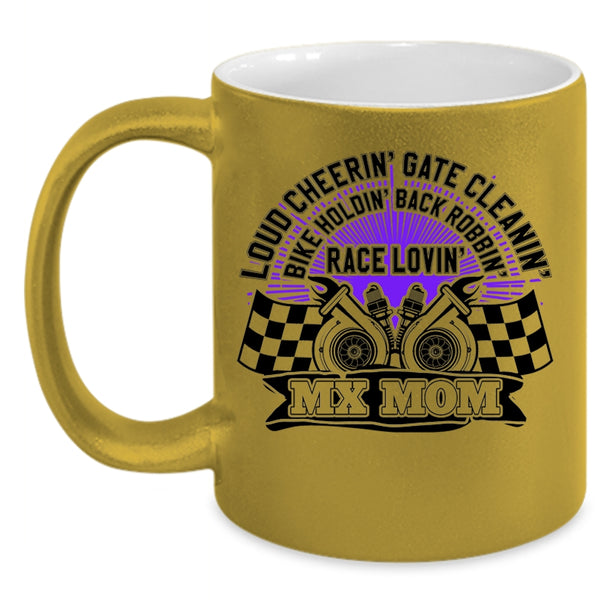 MX Mom Coffee Mug, Bike Holding Race Loving Accent Mug