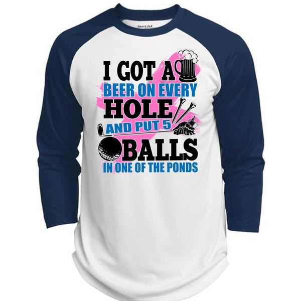I Got A Beer On Every Hole T Shirt, I Love Golf T Shirt, Awesome T-Shirts  (Polyester Game Baseball Jersey)