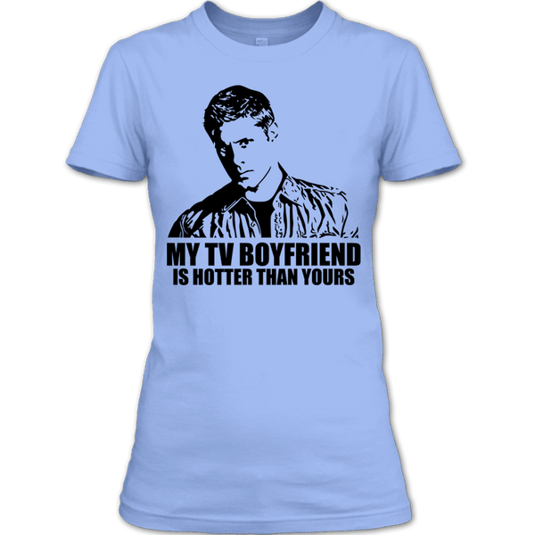 A black t-shirt with the shopify logo