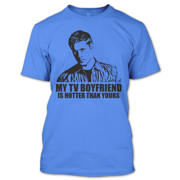 A black t-shirt with the shopify logo