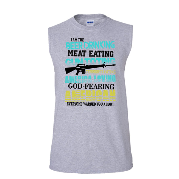 I'm The Beer Drinking T Shirt, God Fearing American Tank Top (Men's Cotton Sleeveless)