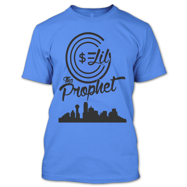 A black t-shirt with the shopify logo