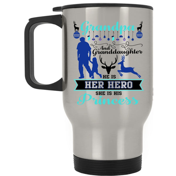 Cute Christmas Travel Mug, Grandpa And Granddaughter Mug