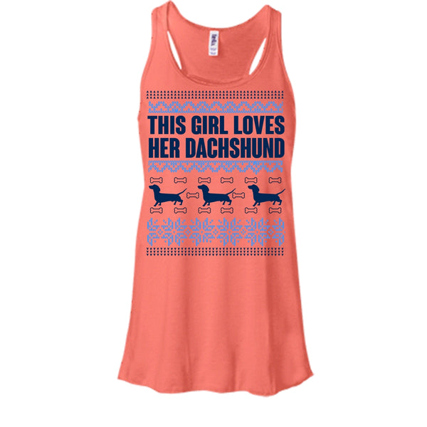 This Girl Loves Her Dachshund T Shirt, Coolest Merry Christmas Tank Top